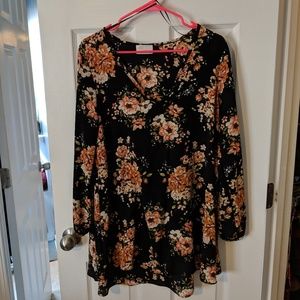 Black Floral Long Sleeve Tunic